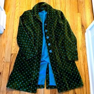 Mini Boden jacket. Olive green with  blue buttons and blue lining. Size 13-14